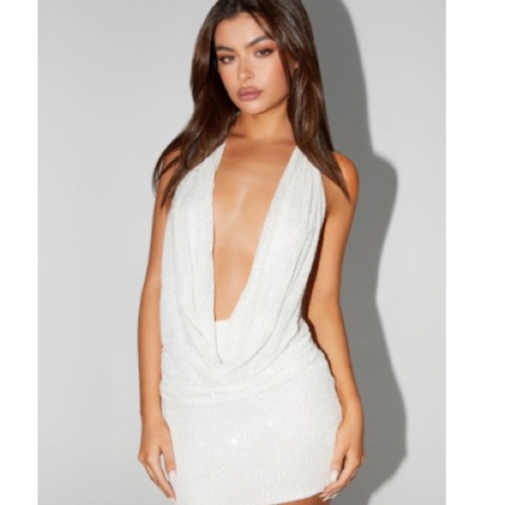 Peppermayo White Backless Halter Dress